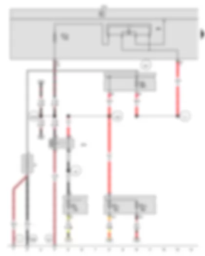 Wiring Diagram  VW CRAFTER 2011 - Battery - Terminal 15 relief relay - Onboard supply control unit - Terminal 15 voltage supply relay 2 - Fuse 5 in fuse holder A - Fuse 14 on fuse holder D - Fuse 15 on fuse holder D - Fuse 18 on fuse holder C