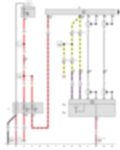 Wiring Diagram  VW CRAFTER 2011 - Battery - Radio - Radio - telephone and navigation system aerial - Fuse 5 in fuse holder A - Fuse 16 on fuse holder B