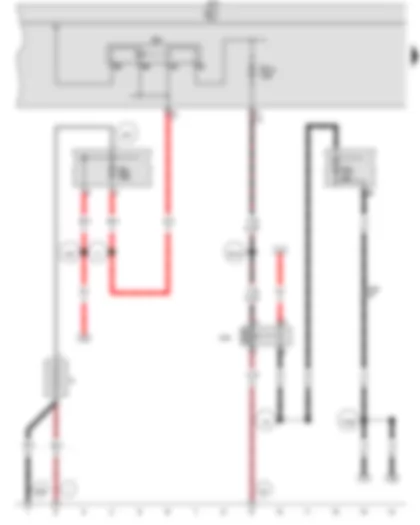 Wiring Diagram  VW CRAFTER 2011 - Battery - Onboard supply control unit - Terminal 15 voltage supply relay 2 - Fuse 5 in fuse holder A - Fuse 9 on fuse holder D - Fuse 18 on fuse holder C