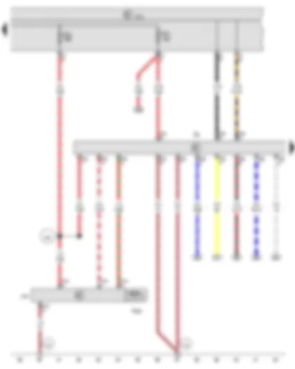 Wiring Diagram  VW CRAFTER 2009 - Electronic ignition lock - Onboard supply control unit - Control unit for electronic steering column lock - Steering column lock control element - Fuse 2 on fuse holder C - Fuse 3 on fuse holder C