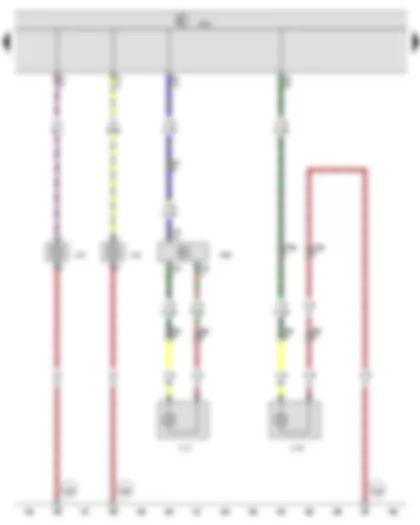 Wiring Diagram  VW CRAFTER 2009 - Driver door control unit - Onboard supply control unit - Left fog light bulb - Right fog light bulb - Driver side turn signal repeater bulb - Front passenger side turn signal repeater bulb