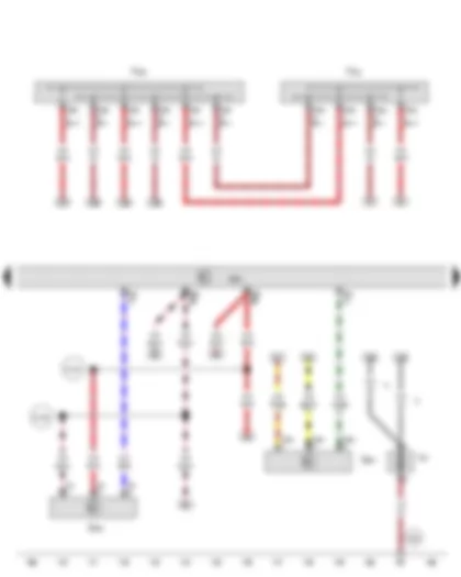 Wiring Diagram  VW CRAFTER 2000 - Exhaust gas pressure sensor 1 - Position sender for charge pressure positioner - Engine control unit - Wiring junction 3 for bus systems - Wiring junction 4 for bus systems - Continued coolant circulation pump