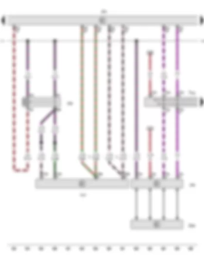 Wiring Diagram  VW CRAFTER 2014 - NOx sender - Control unit for NOx sender - Engine control unit - Relay for reducing agent metering system - Wiring junction 6 for bus systems - Pump for reducing agent