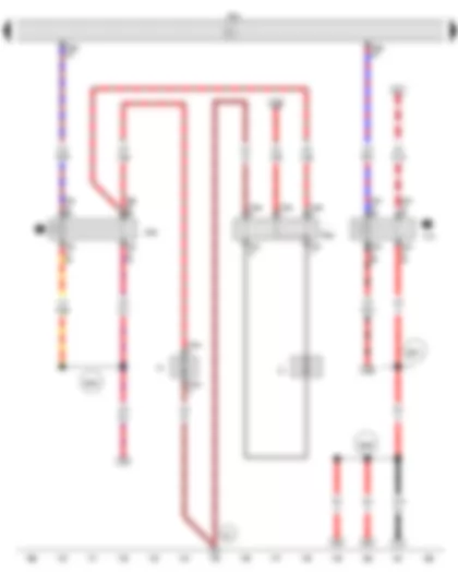 Wiring Diagram  VW CROSS FOX 2014 - Fresh air blower and radiator fan relay - Engine control unit - Voltage supply relay 1 - Radiator fan series resistor - Radiator fan