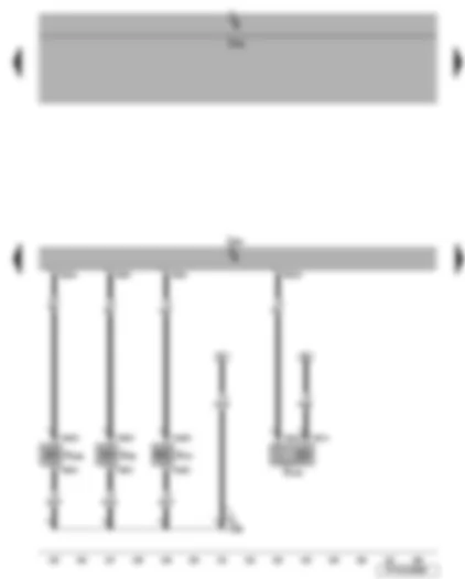 Электросхемa  VW EOS 2006 - Блок управления двигателя - перепускной клапан турбонагнетателя - электромагнитный клапан абсорбера - регулятор давления топлива
