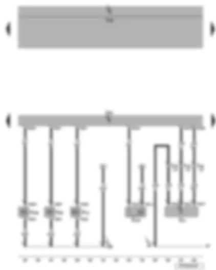 Wiring Diagram  VW EOS 2006 - Engine control unit - turbocharger air recirculation valve - activated charcoal filter system solenoid valve - turbocharger air recirculation valve - fuel pressure regulating valve - charge air pressure sender