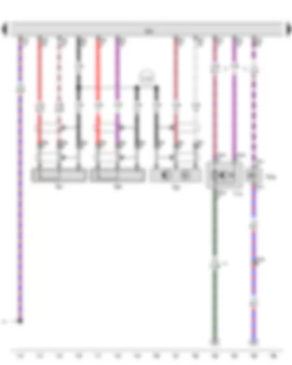 Wiring Diagram  VW EOS 2008 - Engine speed sender - Knock sensor 1 - Knock sensor 2 - Engine control unit - Camshaft control valve 1 - Fuel system diagnostic pump