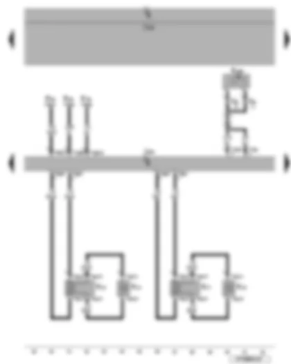 Электросхемa  VW EOS 2009 - Блок управления с дисплеем радионавигационной системы - задние левые и правые динамики - микрофон системы голосового управления