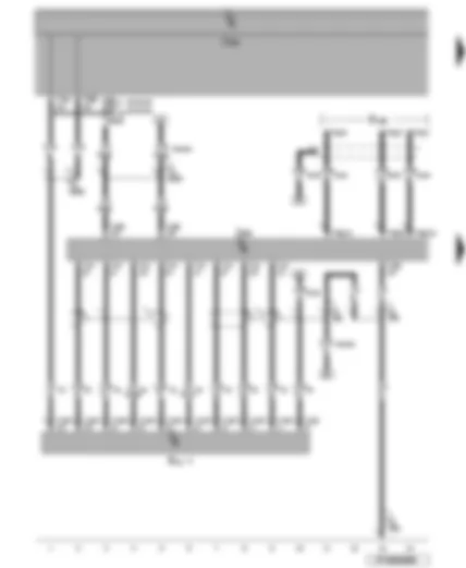 Wiring Diagram  VW EOS 2010 - Voltage supply - control unit with display for radio and navigation system - CD changer - connection for external audio sources