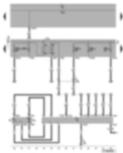 Wiring Diagram  VW EOS 2009 - Engine component current supply relay - fuel pump control unit - fuel gauge sender - fuel pump
