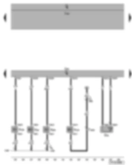 Wiring Diagram  VW EOS 2009 - Coolant temperature sender - activated charcoal filter solenoid valve 1 - inlet camshaft control valve 1 - turbocharger air recirculation valve - fuel pressure regulating valve