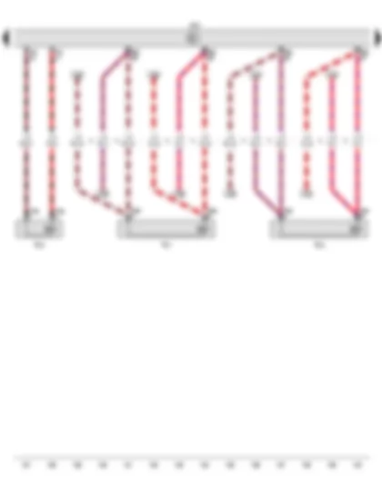 Wiring Diagram  VW EOS 2009 - Engine control unit - Injector - cylinder 1 - Injector - cylinder 2 - Injector - cylinder 3