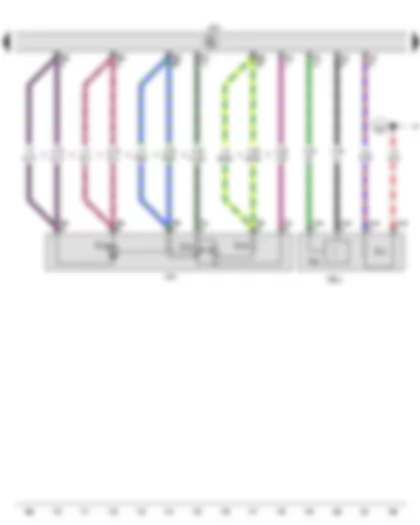 Wiring Diagram  VW EOS 2009 - Lambda probe 1 before catalytic converter - Lambda probe - Throttle valve drive for electric throttle - Throttle valve drive angle sender 1 for electric throttle - Throttle valve drive angle sender 2 for electric throttle - Throttle valve module - Engine control unit - Lambda probe heater