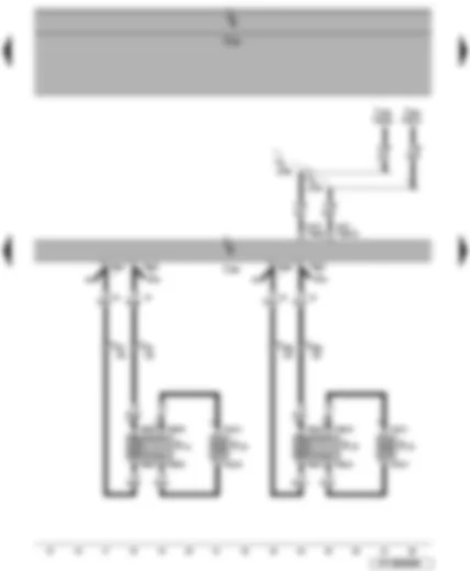 Wiring Diagram  VW EOS 2009 - Control unit with display for radio and navigation system - digital radio tuner - front left and right treble loudspeakers - front left and right bass loudspeakers