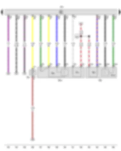 Wiring Diagram  VW EOS 2010 - Lambda probe 1 after catalytic converter - Lambda probe 1 before catalytic converter - Lambda probe - Radiator outlet coolant temperature sender - Lambda probe after catalytic converter - Engine control unit - Lambda probe heater - Lambda probe 1 heater after catalytic converter