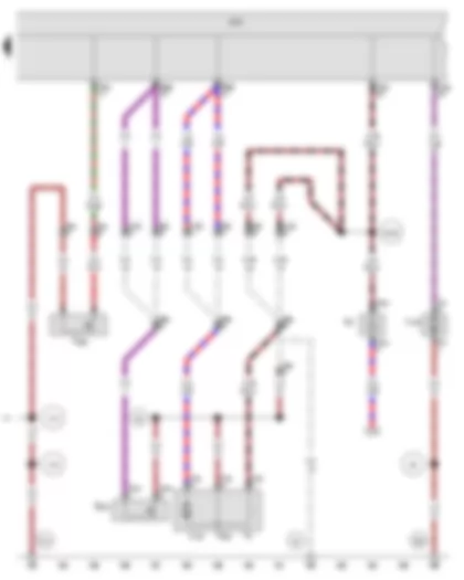 Wiring Diagram  VW EOS 2010 - Rear lid handle release button - Luggage compartment light switch - Rear lid lock unit - Bonnet contact switch - Onboard supply control unit - Rear lid release motor - Tank filler flap locking motor - Luggage compartment light