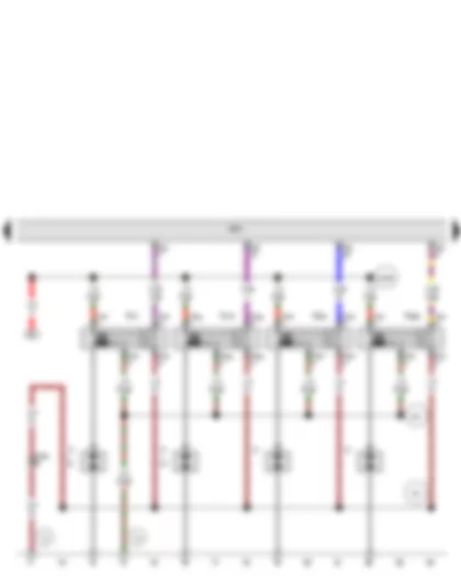 Wiring Diagram  VW EOS 2010 - Engine control unit - Ignition coil 1 with output stage - Ignition coil 2 with output stage - Spark plug connector - Spark plugs