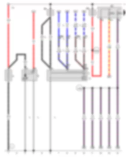 Wiring Diagram  VW EOS 2011 - Battery - Starter - Alternator - Voltage regulator - Fuse 1 in fuse holder A - Fuse 2 on fuse holder C - Fuse 5 in fuse holder A - Fuse holder C - Fuse 27 on fuse holder C