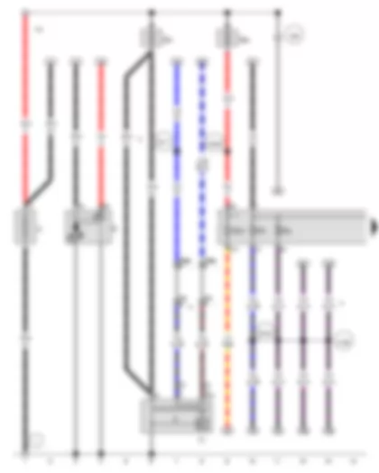 Wiring Diagram  VW EOS 2012 - Battery - Starter - Alternator - Voltage regulator - Fuse 1 in fuse holder A - Fuse 2 on fuse holder C - Fuse 5 in fuse holder A - Fuse 27 on fuse holder C