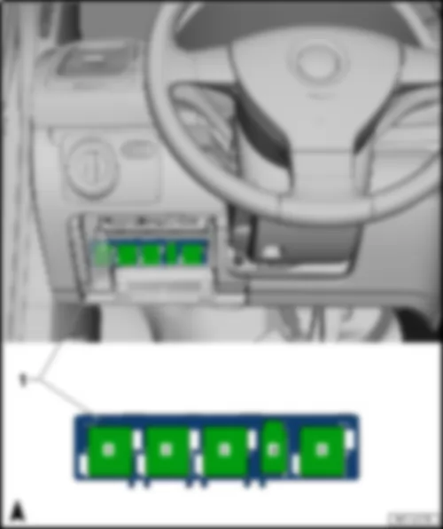 VW EOS 2015 Блок реле на блоке управления бортовой сети, снизу, с мая 2013 года