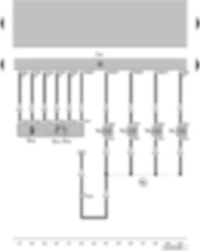 Wiring Diagram  VW FOX 2004 - Throttle valve drive for electric throttle (EPC) - throttle valve drive angle sender 1 for electric throttle (EPC) - injector - cylinder 1 - injector - cylinder 2 - injector - cylinder 3 - injector - cylinder 4