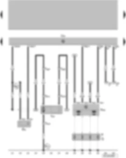Wiring Diagram  VW FOX 2004 - Knock sensor 1 - engine control unit - ignition transformer - spark plug connector - spark plugs - right radiator fan