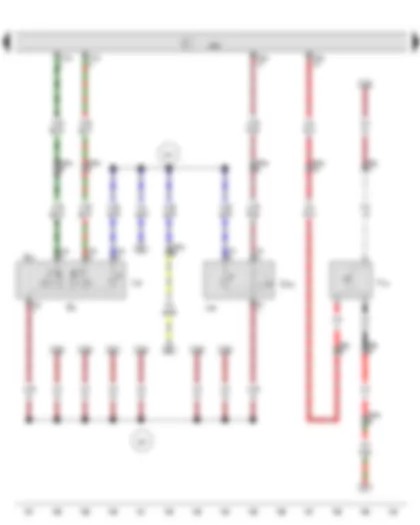 Wiring Diagram  VW FOX 2006 - Front left window regulator switch - Front right window regulator switch in driver door - Driver side interior locking switch - Driver door exterior handle switch for anti-theft alarm system - Convenience system central control unit - Window regulator switch illumination bulb