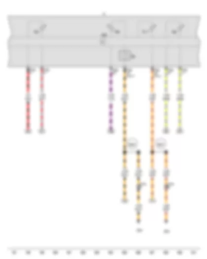 Wiring Diagram  VW FOX 2006 - Rev. counter - Control unit in dash panel insert - Dash panel insert - Battery charge condition warning lamp: red LED for less than 12 Volt - Left turn signal warning lamp - Right turn signal warning lamp - Immobiliser warning lamp