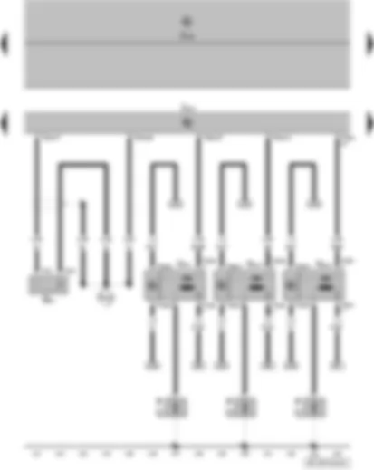 Wiring Diagram  VW FOX 2015 - Knock sensor 1 - onboard supply control unit - engine control unit - ignition coil 1 with output stage - ignition coil 2 with output stage - spark plug connector - spark plugs