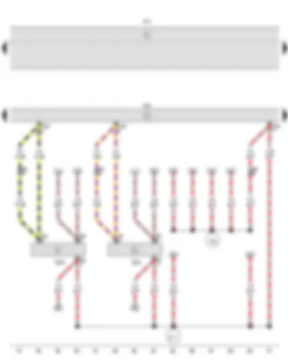 Электросхемa  VW GOL 2014 - Задний левый датчик парковочного ассистента - Задний правый датчик парковочного ассистента - Блок управления парковочного ассистента - Блок управления бортовой сети