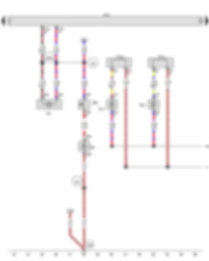 Wiring Diagram  VW GOLF A7 2015 - Glove compartment light switch - Driver vanity mirror contact switch - Front passenger vanity mirror contact switch - Onboard supply control unit - Luggage compartment light - Glove compartment light - Front passenger side illuminated vanity mirror - Driver side illuminated vanity mirror