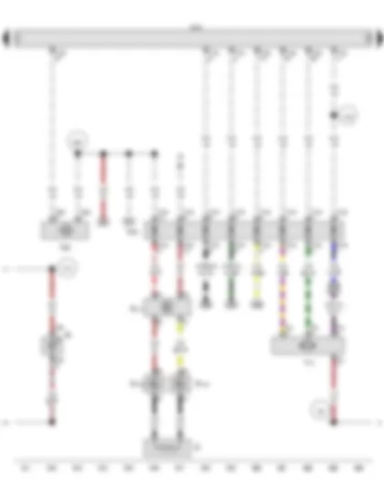Wiring Diagram  VW GOLF A7 2015 - Onboard supply control unit - High-level brake light bulb - Amplitude modulation (AM) frequency filter - Frequency modulation (FM) frequency filter in negative wire - Frequency modulation (FM) frequency filter in positive wire - Rear window wiper motor - Right number plate light - Heated rear window