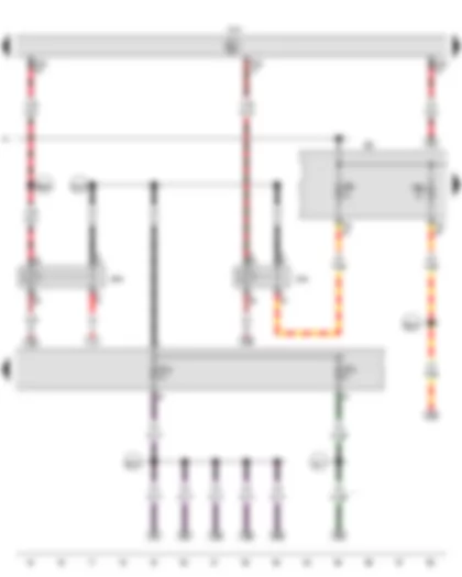 Wiring Diagram  VW GOLF CABRIOLET 2012 - Terminal 15 voltage supply relay - Terminal 50 voltage supply relay - Fuse holder B - Fuse 2 on fuse holder C - Fuse 4 on fuse holder C