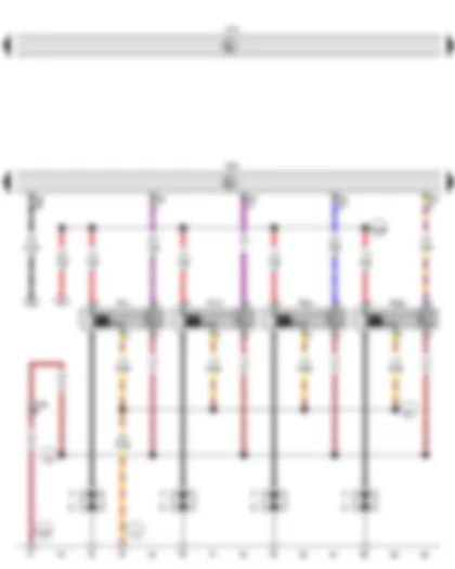 Wiring Diagram  VW GOLF CABRIOLET 2012 - Engine control unit - Ignition coil 1 with output stage - Ignition coil 2 with output stage - Ignition coil 3 with output stage - Ignition coil 4 with output stage - Spark plugs