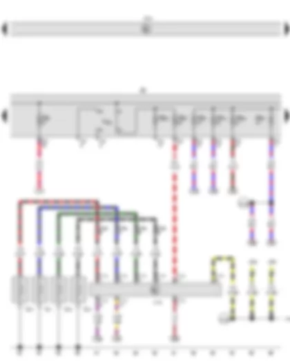 Wiring Diagram  VW GOLF CABRIOLET 2012 - Automatic glow period control unit - Glow plug 1 - Glow plug 2 - Glow plug 3 - Glow plug 4 - Fuse holder B - Push-in bridge