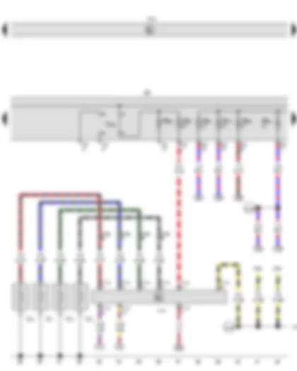 Wiring Diagram  VW GOLF CABRIOLET 2012 - Automatic glow period control unit - Glow plug 1 - Glow plug 2 - Glow plug 3 - Glow plug 4 - Fuse holder B - Push-in bridge