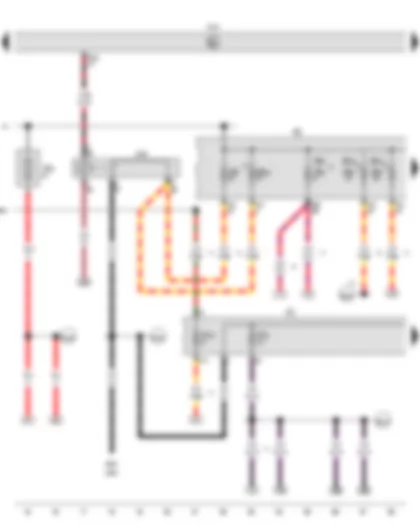 Wiring Diagram  VW GOLF CABRIOLET 2015 - Terminal 15 voltage supply relay - Onboard supply control unit - Fuse holder B - Fuse 5 in fuse holder A - Fuse holder C