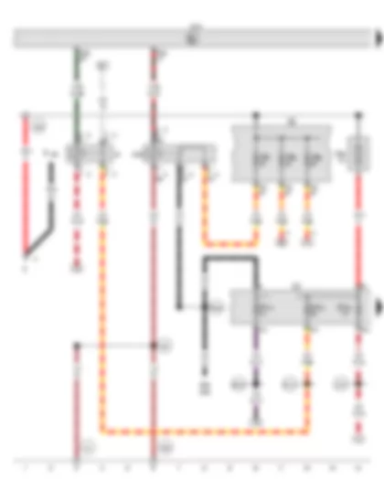 Wiring Diagram  VW GOLF PLUS 2002 - Heated rear window relay - Terminal 15 voltage supply relay - Fuse 5 in fuse holder A - Fuse holder B - Fuse holder C
