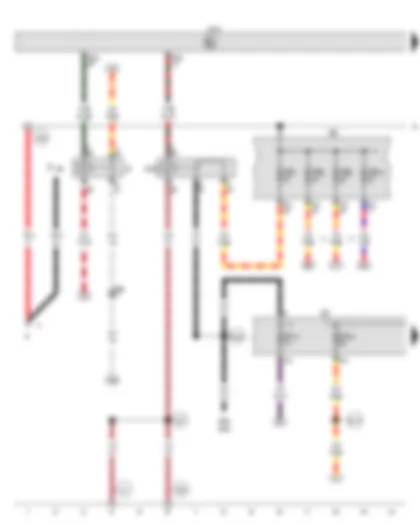 Wiring Diagram  VW GOLF PLUS 2014 - Heated rear window relay - Terminal 15 voltage supply relay - Fuse holder B - Fuse holder C