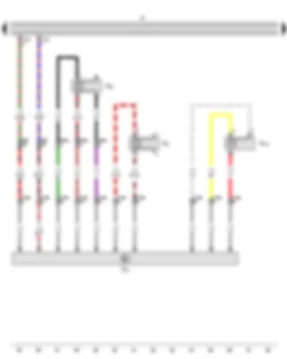 Wiring Diagram  VW GOLF PLUS 2013 - Radio - Left frequency switch - Front left treble loudspeaker - Front left bass loudspeaker - Front left mid-range loudspeaker