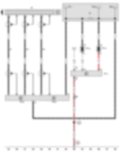 Wiring Diagram  VW GOLF PLUS 2013 - Radio - Aerial - Left aerial module - Right aerial module - Frequency modulation (FM) frequency filter in negative wire - Frequency modulation (FM) frequency filter in positive wire - Heated rear window