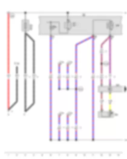 Wiring Diagram  VW GOLF PLUS 2014 - Radiator outlet coolant temperature sender - Main relay - Terminal 30 voltage supply relay - Additional coolant pump relay - Engine control unit - Fuse 1 in fuse holder A - Fuse holder B