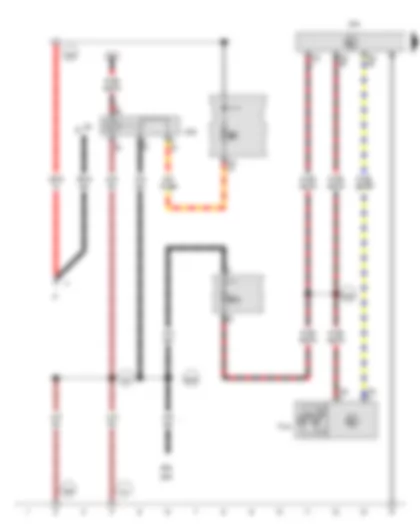 Wiring Diagram  VW GOLF PLUS 2014 - Airbag control unit - Terminal 15 voltage supply relay - Front passenger side airbag deactivated warning lamp - Fuse 7 on fuse holder B - Fuse 9 on fuse holder C