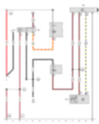 Wiring Diagram  VW GOLF PLUS 2014 - Airbag control unit - Terminal 15 voltage supply relay - Front passenger side airbag deactivated warning lamp - Fuse 7 on fuse holder B - Fuse 9 on fuse holder C