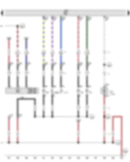 Wiring Diagram  VW GOLF PLUS 2011 - Right fog light bulb - Right cornering light bulb - Right side light bulb - Front right turn signal bulb - Right headlight dipped beam bulb - Right headlight main beam bulb - Right headlight range control motor