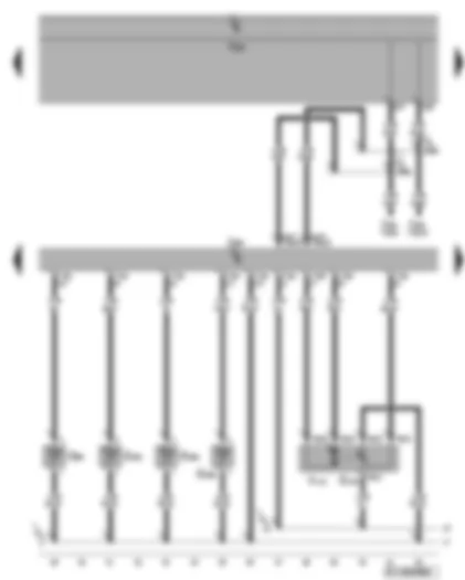 Wiring Diagram  VW GOLF PLUS 2005 - Climatronic control unit - fresh air intake duct temperature sensor - vent temperature sender - evaporator temperature sensor - air recirculation flap control motor