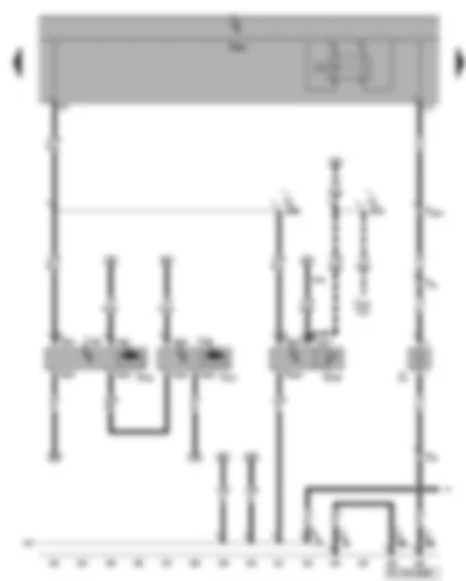 Wiring Diagram  VW GOLF PLUS 2006 - Windscreen wiper motor on driver side - windscreen wiper motor on front passenger side - relay for heated rear window - heated rear window - sensor for rain and light detection