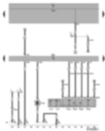 Wiring Diagram  VW GOLF PLUS 2006 - Convenience system central control unit - interior monitoring deactivation switch - deactivation button for vehicle inclination sender - tank filler flap locking motor