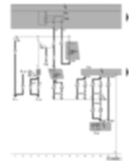 Wiring Diagram  VW GOLF PLUS 2006 - Airbag control unit - terminal 15 voltage supply relay 2 - fuses - front passenger airbag deactivated warning lamp