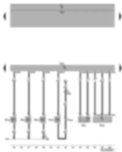 Электросхемa  VW GOLF PLUS 2007 - Клапан заслонок впускных каналов - клапан системы регулирования фаз газораспределения - регулятор давления топлива - датчик температуры ОЖ на выходе из радиатора - датчик давления для усилителя тормозов